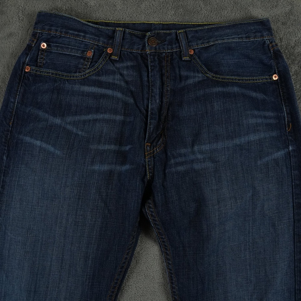 Levi's 505 Jeans Mens 34x31 Dark Wash Blue Denim Straight Leg Regular Fit